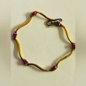 Ross Simons Ruby Bracelet gold over sterling silver, vintage
